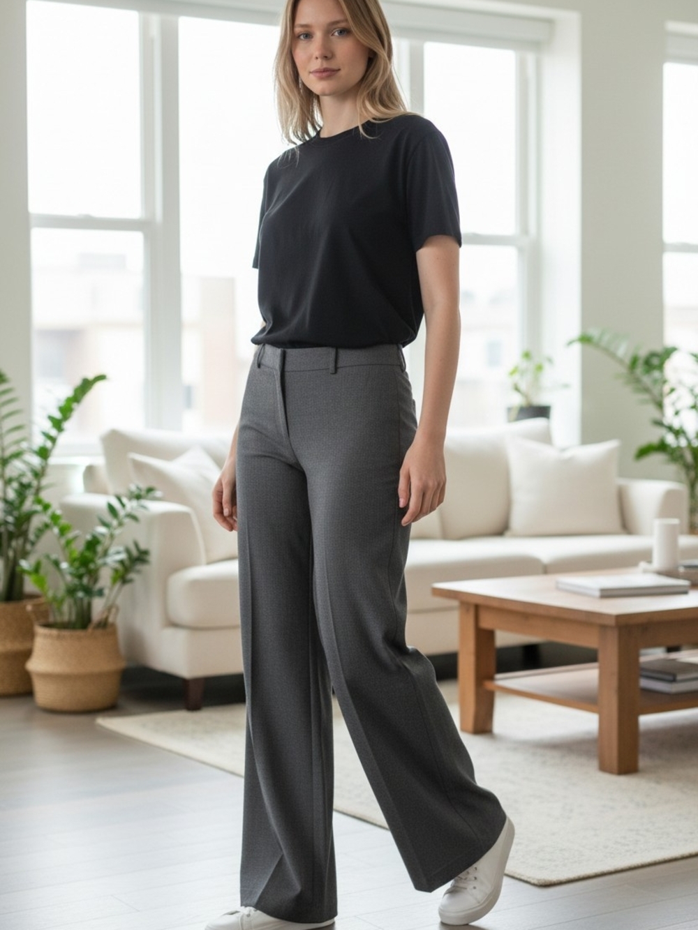 Zac & Rachel Women's Wide-Leg Pants in Charcoal Gray New With Tags